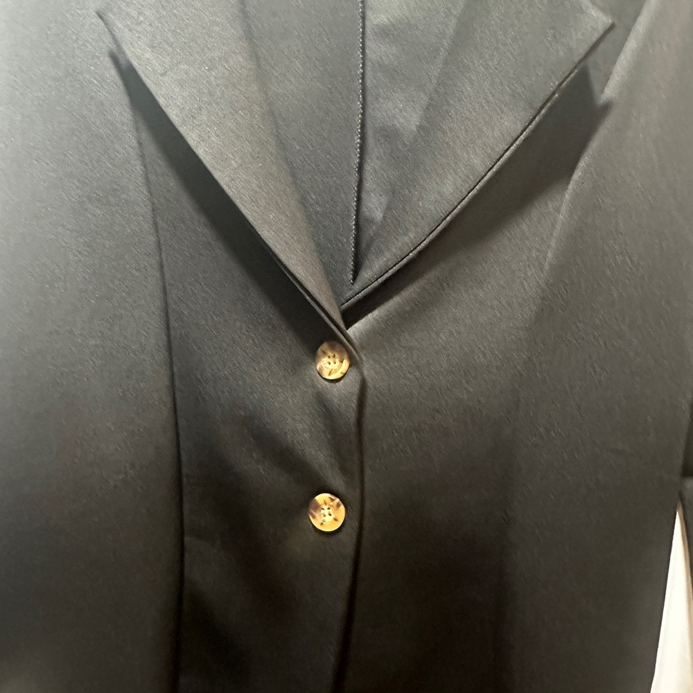 Black Oversized Drapey Button Detail Blazer. - Picture 2 of 4